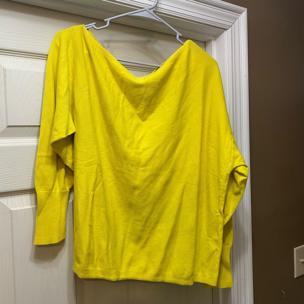 Yellow off the shoulder asymmetrical top